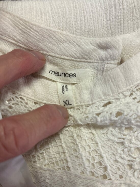 Sleeveless White Rayon Tiered Tunic Top With Crochet Lace Trim Detail - Picture 7 of 7